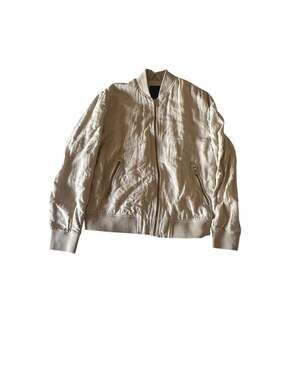 H&M Men's Beige Linen Blend Bomber Jacket